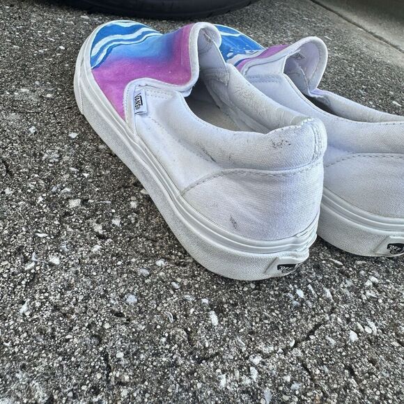 Vans Slip On Shoes Womens 8 Classic White Custom Painted Sneakers Low Top - Picture 9 of 16